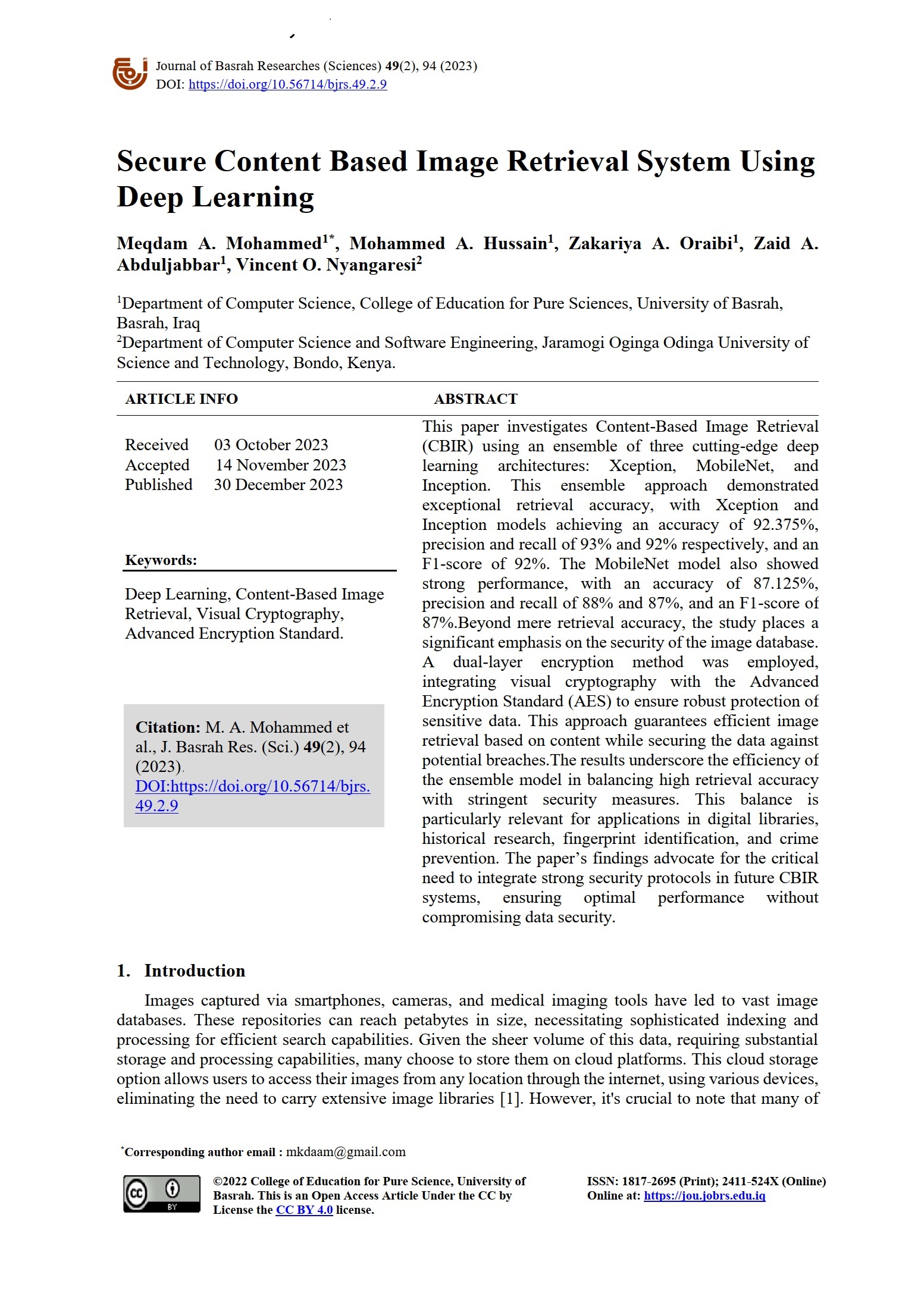 Secure Content Based Image Retrieval System Using Deep Learning